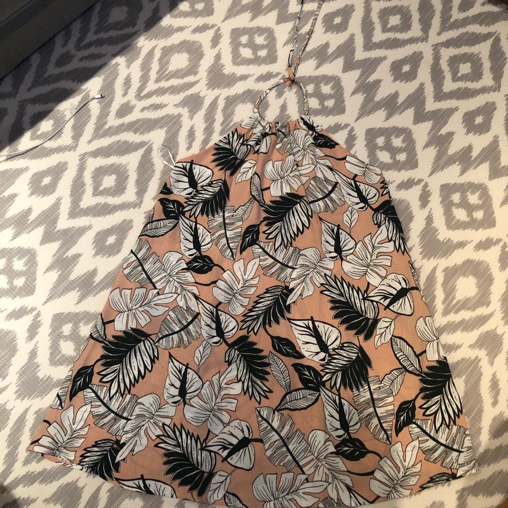 palm print halter dress